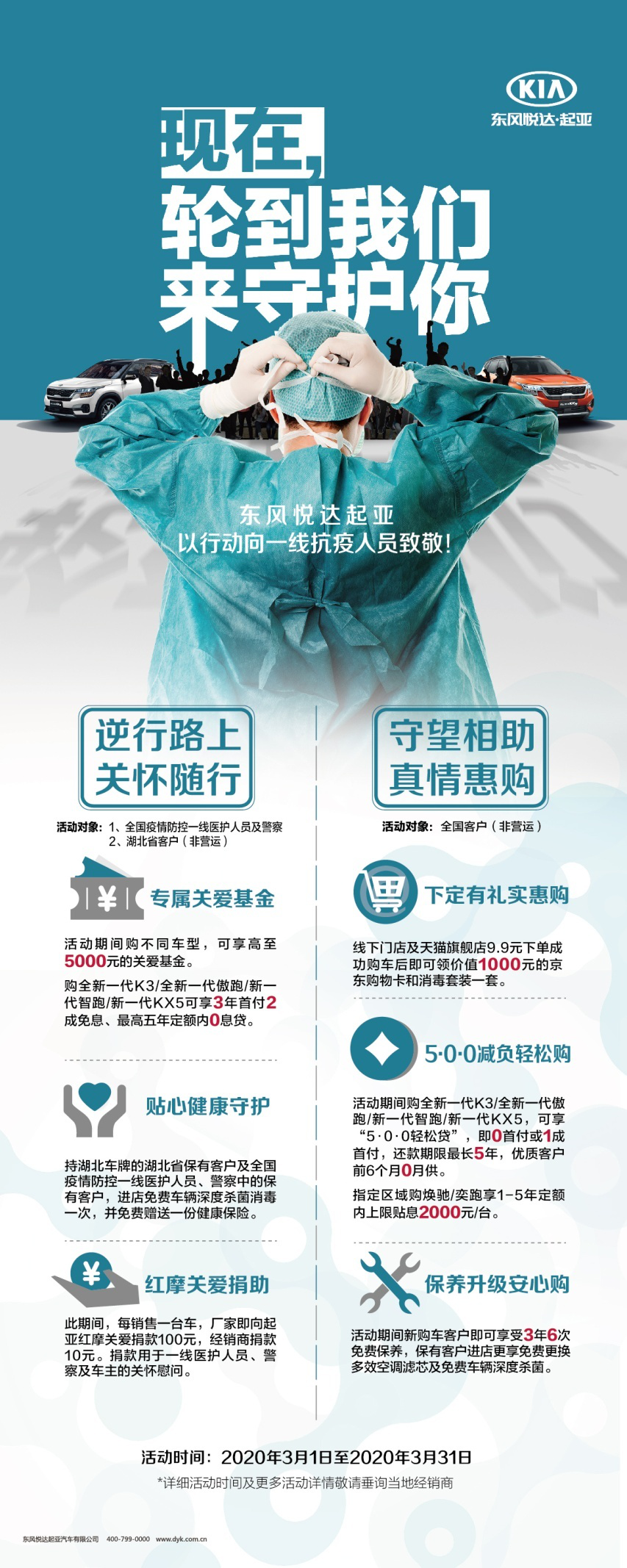 东风悦达起亚为“疫”线人员和湖北用户推特别政策